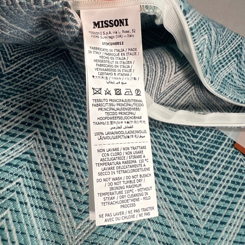 Missoni Timmy Throw Pillow Cover Zigzag Chevron Ombre Merino Wool Blue Luxury - Picture 5 of 5